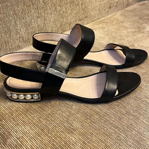 Nickolas Kirkwood two strap black sandals with pearl heel - Picture 4 of 9
